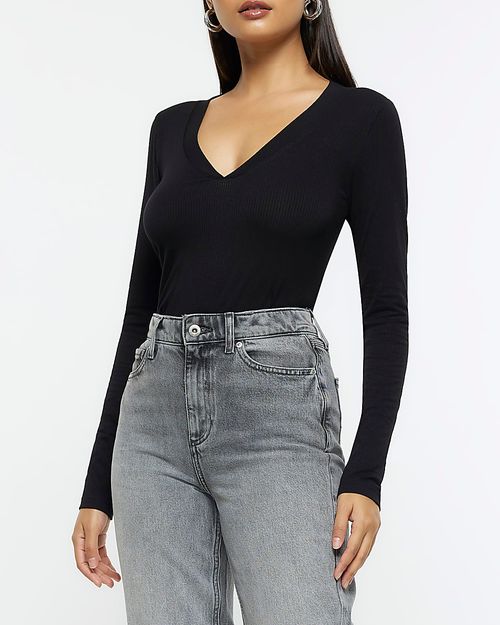 River Island Womens Black Rib...