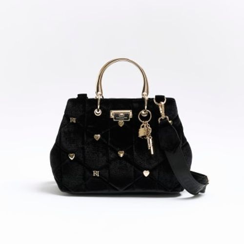 River Island Black Patent Ri Monogram Embossed Tote Bag