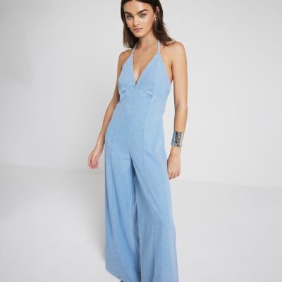 River Island Womens Forever Unique Red print halter neck jumpsuit | Compare  | Trinity Leeds