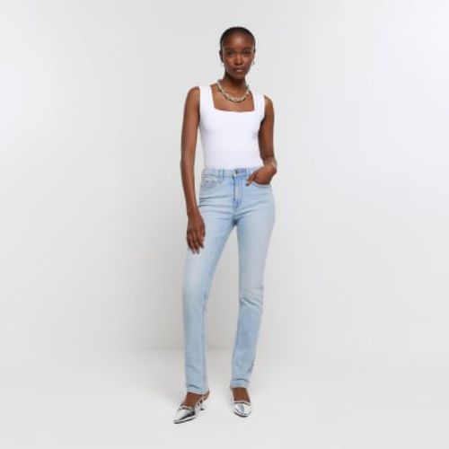 Blue High Waisted Slim Straight Jeans