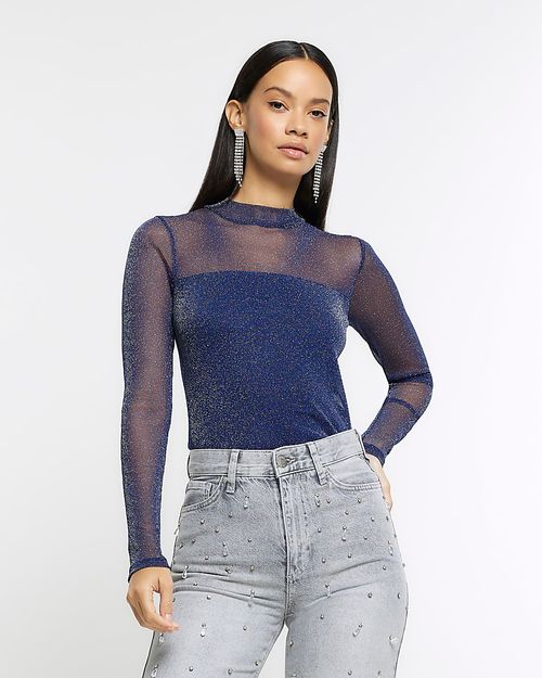 River Island Womens Blue Mesh...