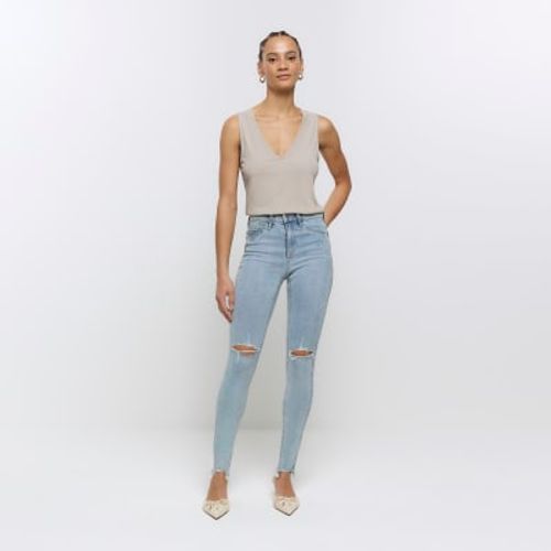 River Island Bright Blue Molly Mid Rise jeggings