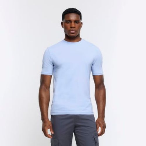 Mens River Island Blue Muscle Fit T-Shirt