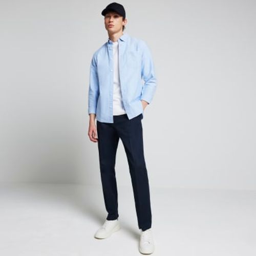 Mens River Island Blue Regular Fit Oxford Shirt