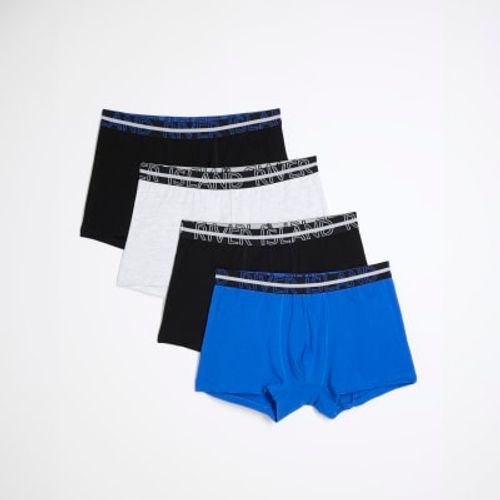 Mens River Island Blue Regular Fit Stripe Swim Shorts