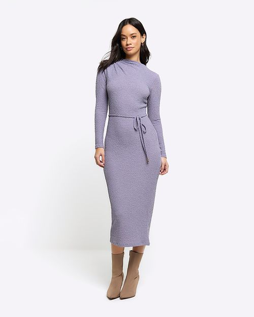 River Island Womens Blue Denim Belted Bodycon Midi Dress | £50.00 ...