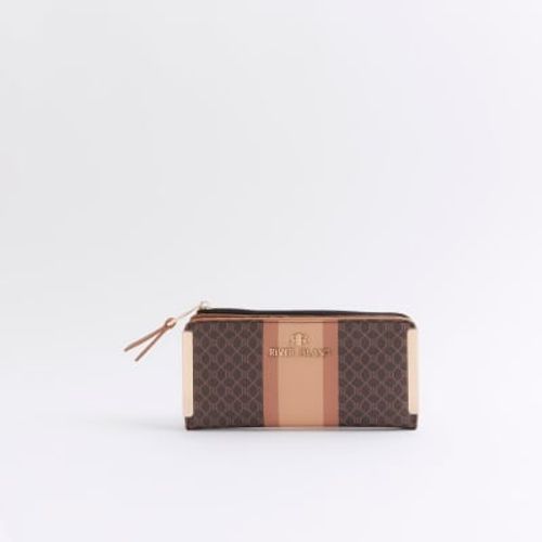 River Island Womens Brown Monogram Stripe Purse