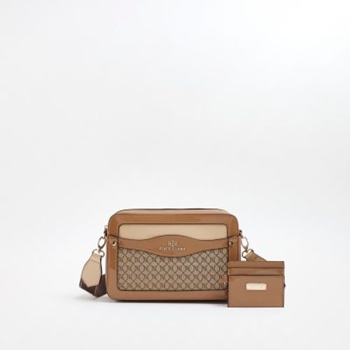 Beige RI monogram cross body bag