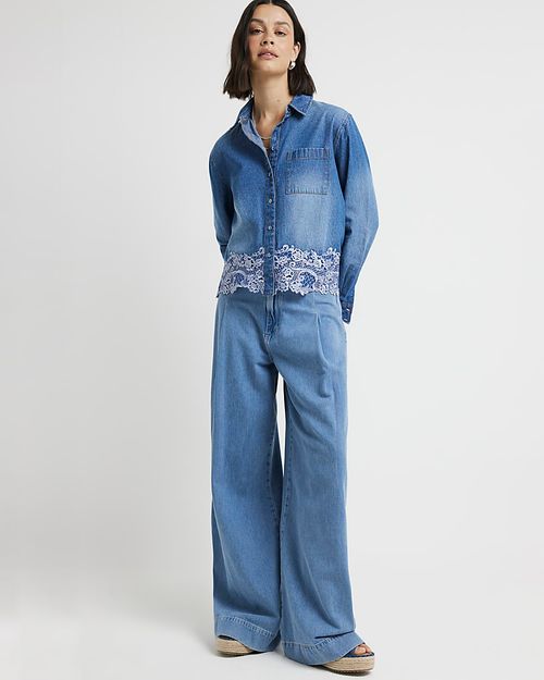 River Island Womens Blue Lace...