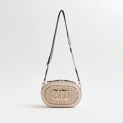 River Island Womens Black Embossed RI Monogram Cross Body Bag