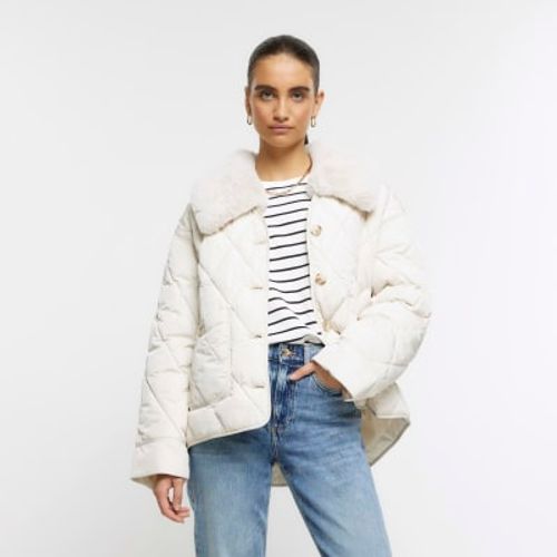 Plus cream faux fur belted coat