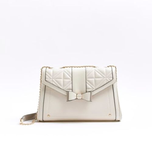 River Island boxy cross body bag with padlock detail in white