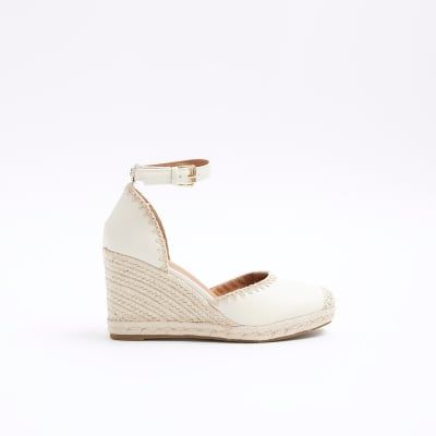 River Island Womens Cream Stitch Wedge Espadrille Sandals 40.00