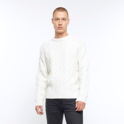 Ecru cable cheap knit jumper