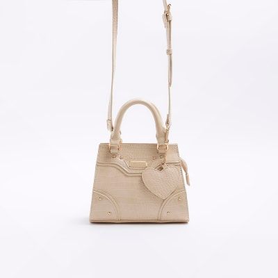Black croc detail lock front tote bag new arrivals