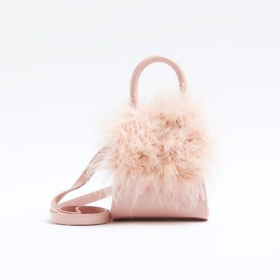 River Island Girls Pink Patent Feather Cross Body Bag 22.00