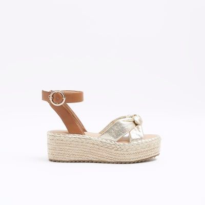 Beige studded flatform store espadrille wedges river island