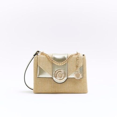 River Island raffia cross-body bag in gold