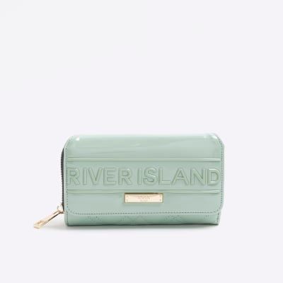 small leather wristlet | green patent - Porch Light