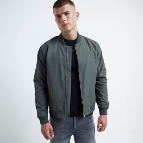 Mens River Island Green Regular Fit Zip Up Bomber Jacket