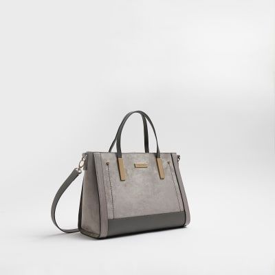 River island cheap grey suede bag