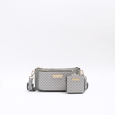 River island grey shop monogram bag