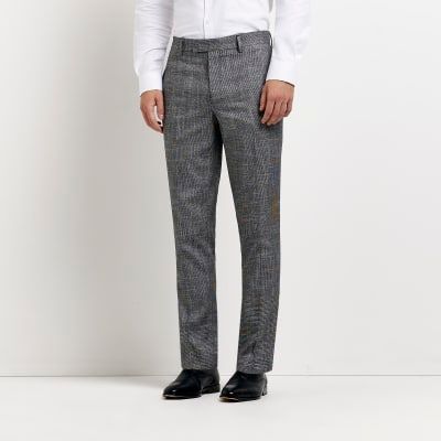 Skinny Tonal Houndstooth Pants | boohooMAN USA