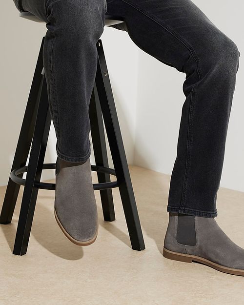 Mens River Island Grey Suede...