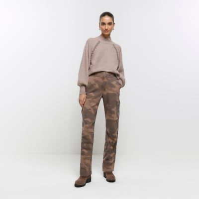 Straight Leg Camo Trouser | boohoo