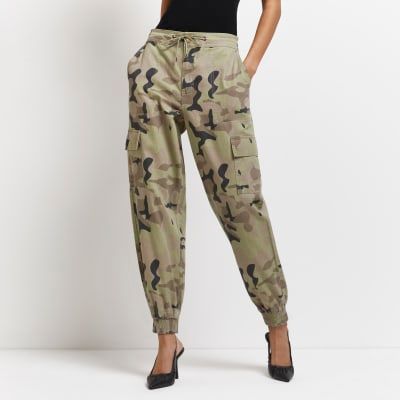 Navy high waisted slim leg trousers  River Island