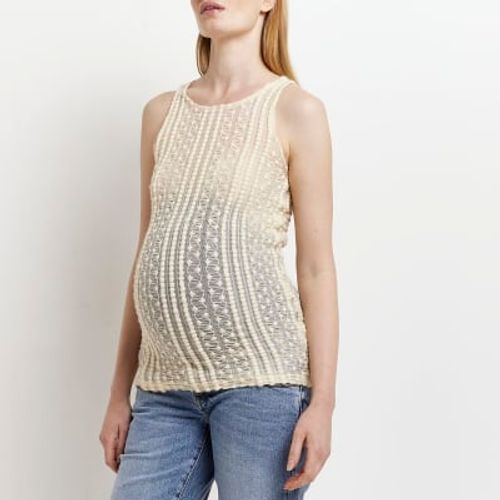 Lace Maternity Tank in White