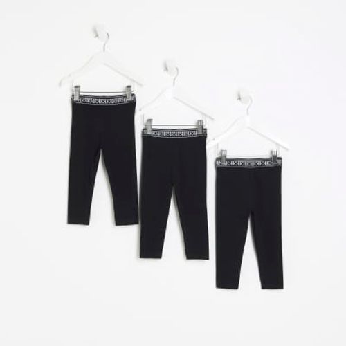 Girls Black RI Waistband Leggings