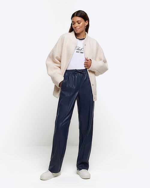 River Island Womens Navy Faux...