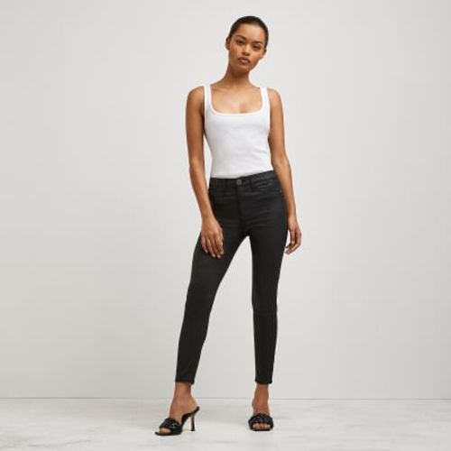 Molly Mid Rise Coated Denim Jegging - Black