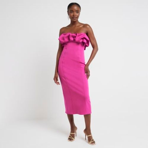River Island Womens Pink Bandeau Bodycon Midi Dress