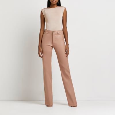 Checkout this Grey check button wide leg trousers from River Island  Work  wear women Trouser pants women Office wear women