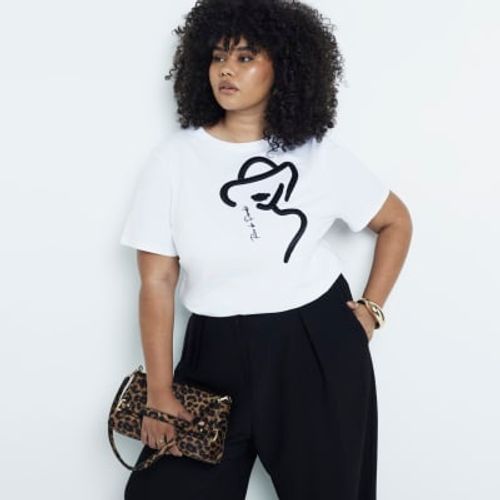 River Island Womens Plus White Graphic Linear T-Shirt