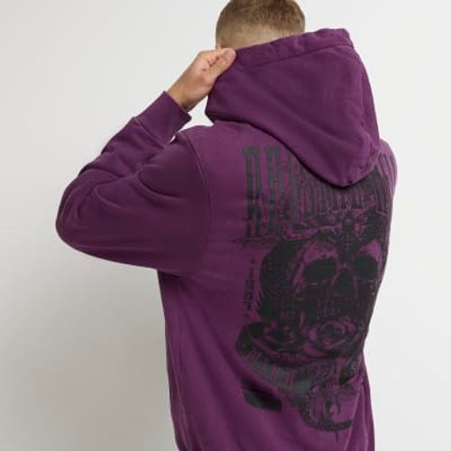Mens River Island Purple Regular Fit Graphic Back Print Hoodie | Compare |  Buchanan Galleries