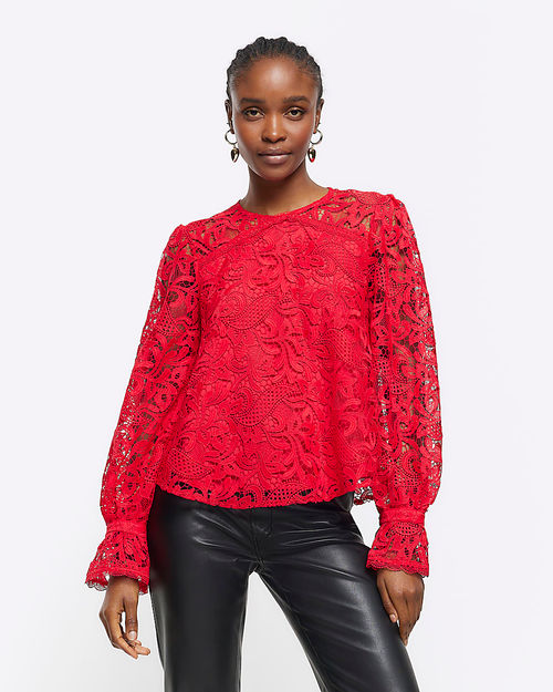 River Island Womens Red Lace...