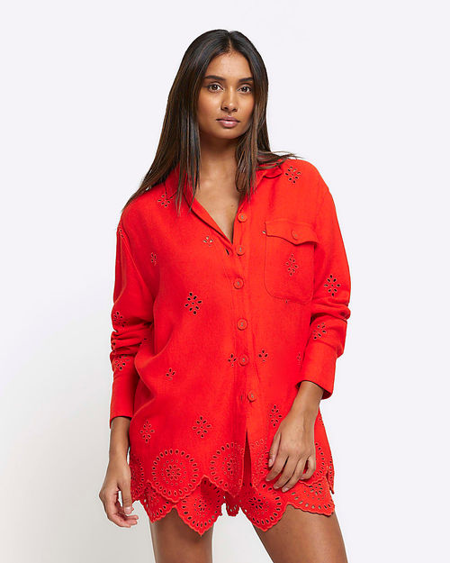 River Island Womens Red Linen...