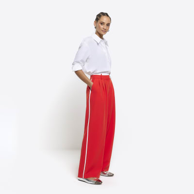 River Island Womens Red Side Stripe Wide Leg Trousers | £40.00 | Buchanan  Galleries