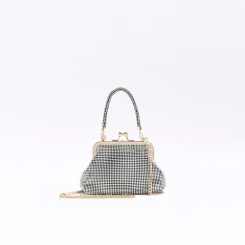 River Island quilted cross body bag with chain strap in white