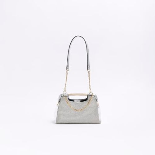 River Island Silver Glitter Mini Cross Body Bag in Gray