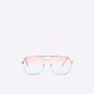 River Island rubberized square sunglasses in black | ASOS