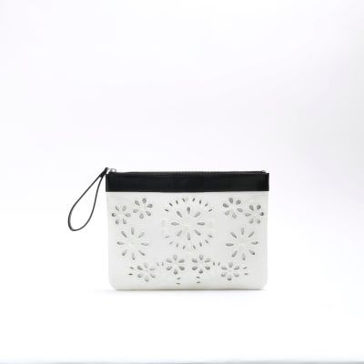 River Island Womens Pink jacquard jewel embellish clutch bag