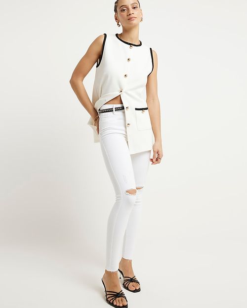 River Island Womens White Mid...