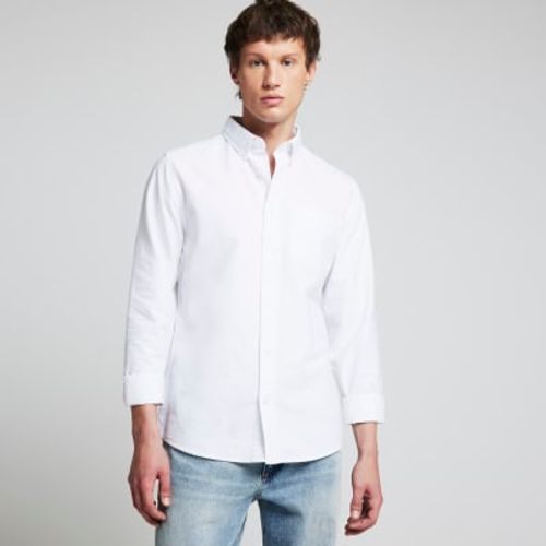 Mens River Island White Regular Fit Oxford Shirt