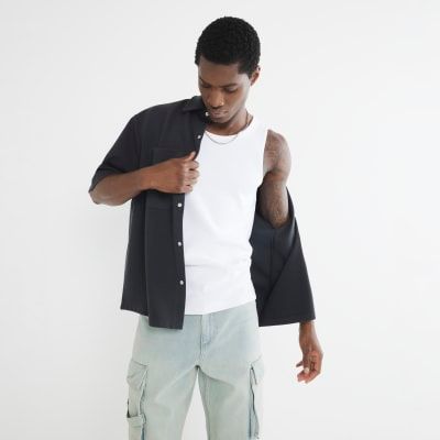 Mens River Island White Regular Fit Rib Vest 12.00 Mirror Online