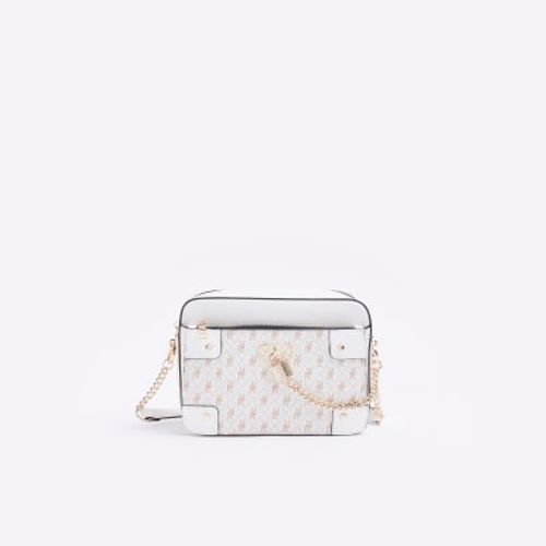 River Island Grey RI checkerboard boxy cross body bag