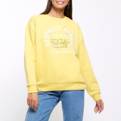 River Island Womens Yellow Graphic Embellished Sweatshirt